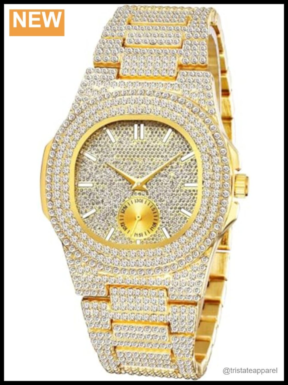 Cortella Women's Iced Out Crystal Watch Cuban Link Stainless Steel Bracelet